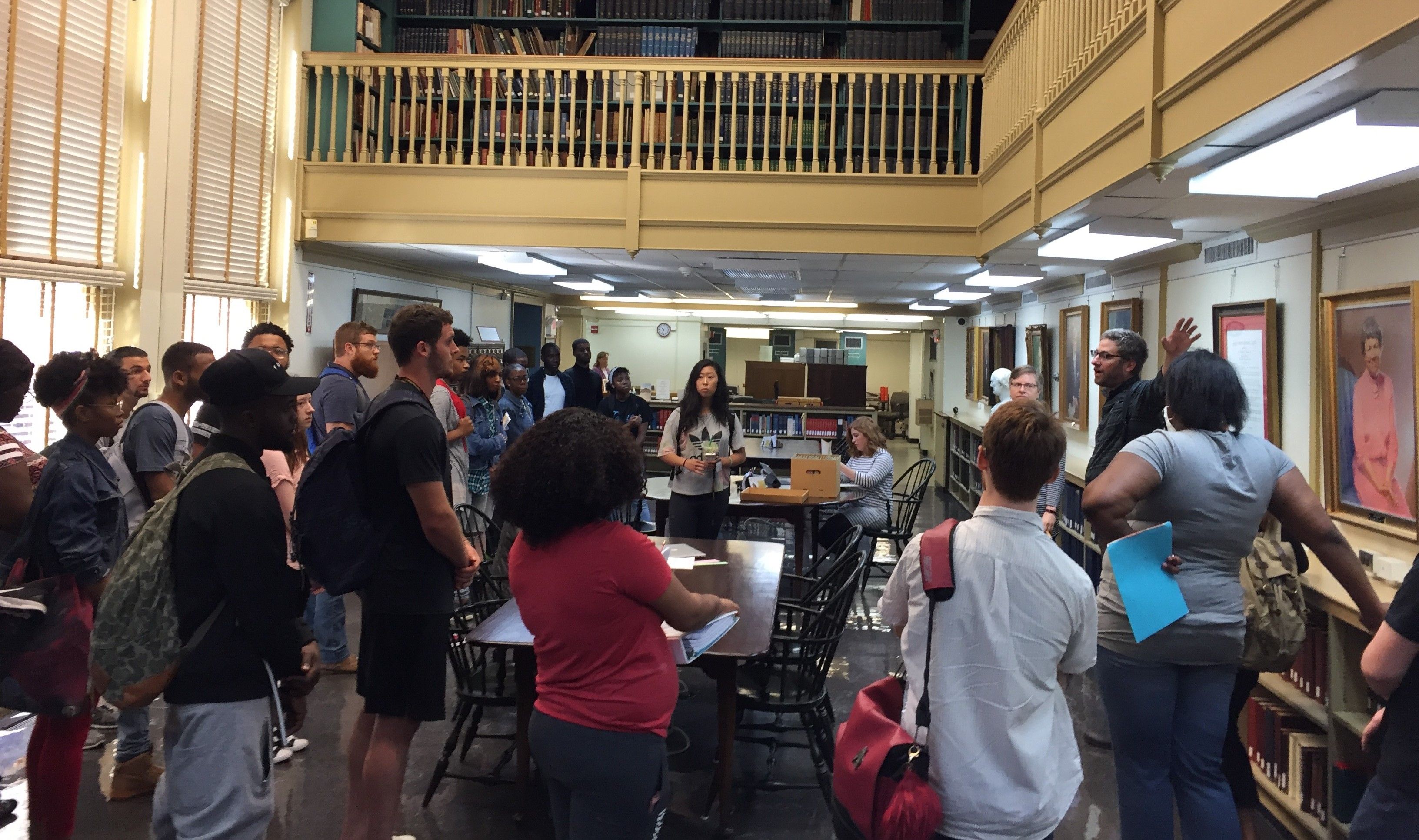 Joel Tannenbaum and class in PHS reading room