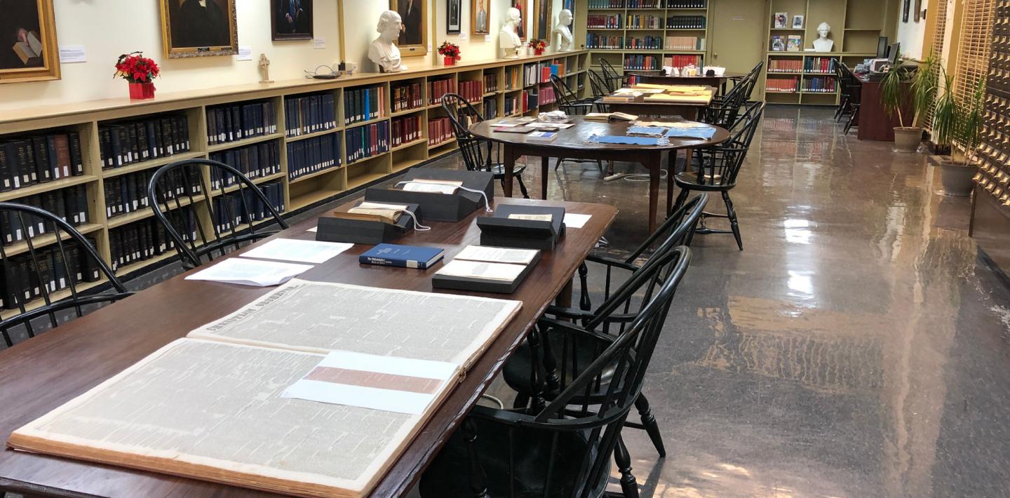 Tables with archival materials