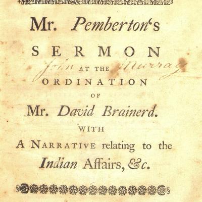 Ebenezer Pemberton sermon title page